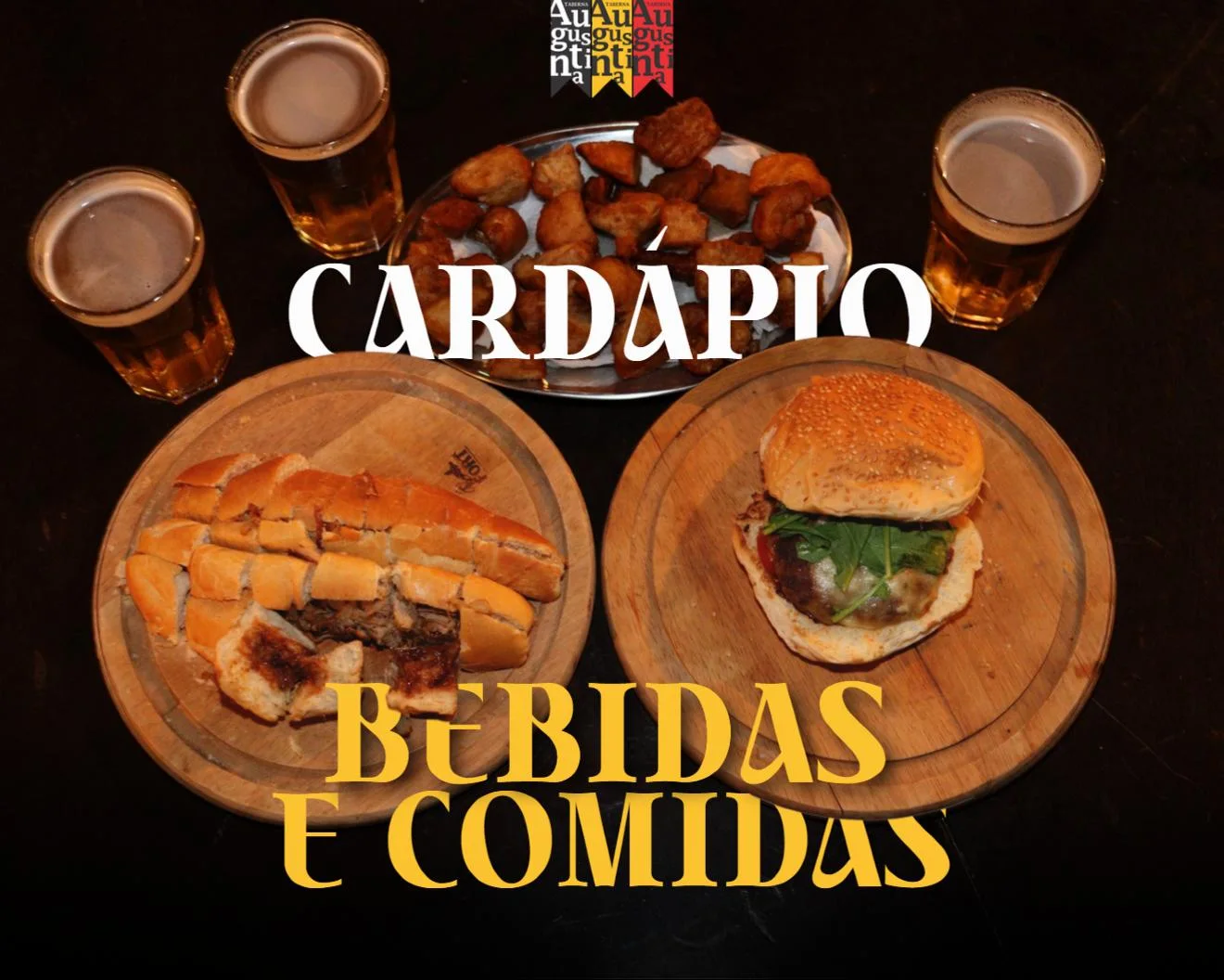 Cardápio: bebidas e comidas