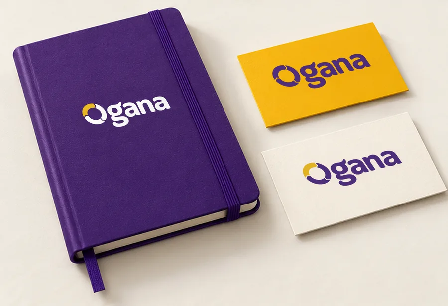 Caderno e cartões da papelaria Ogana